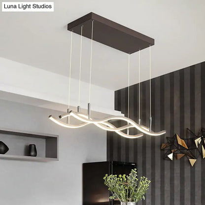 Modern wavy coffee led linear island lighting dining room pendant