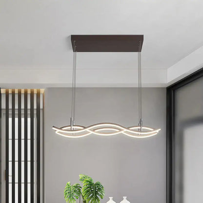 Modern wavy coffee led linear island lighting dining room pendant