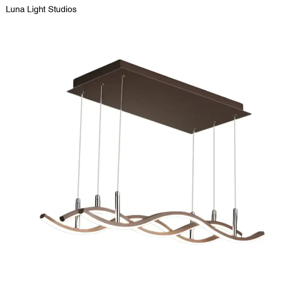 Modern wavy coffee led linear island lighting dining room pendant