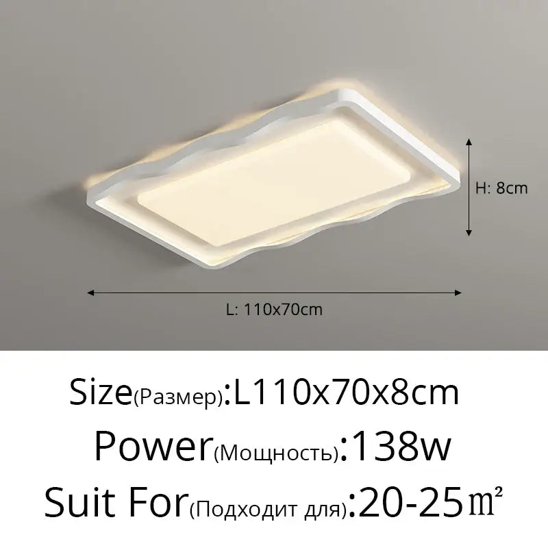Modern wavy white cream style led ceiling lamp for living room