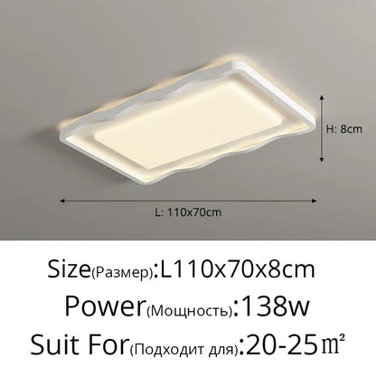 Modern wavy white cream style led ceiling lamp for living room