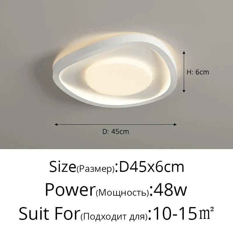 Modern wavy white cream style led ceiling lamp for living room