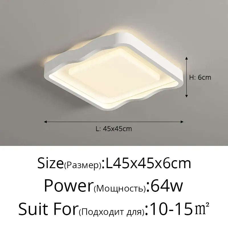 Modern wavy white cream style led ceiling lamp for living room