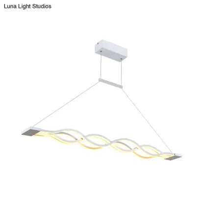 Modern wavy white led ceiling pendant kitchen light with warm white