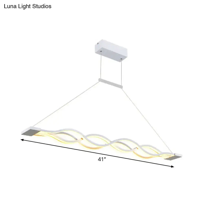 Modern wavy white led ceiling pendant kitchen light with warm white