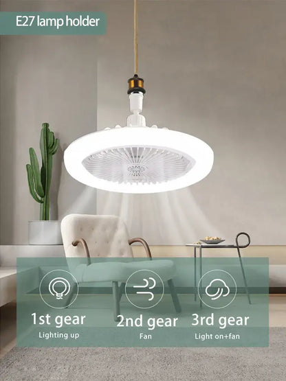 Modern white 2-in-1 ceiling fan with remote control bedroom light