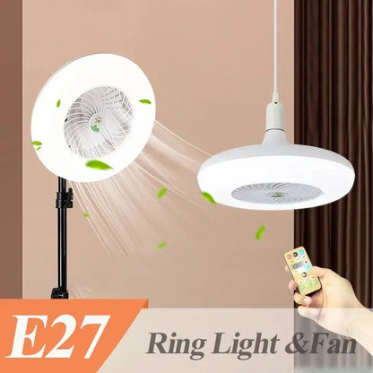 Modern white 2-in-1 ceiling fan with remote control bedroom light