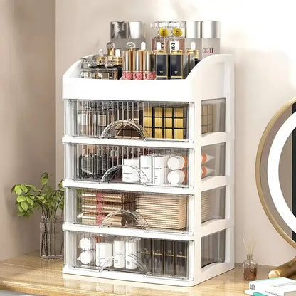 Modern white 4 tier makeup drawer organizer bedroom cosmetic storage
