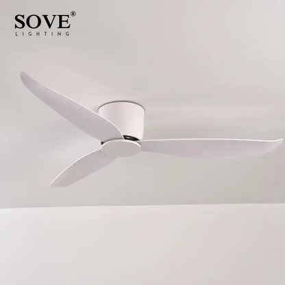 Modern white 6-speed dc motor ceiling fan with remote control bedroom
