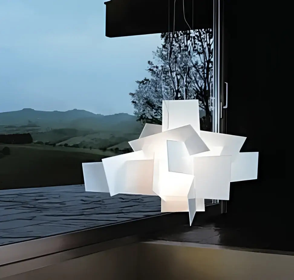 Modern white abstract led pendant lamp – living room geometric light