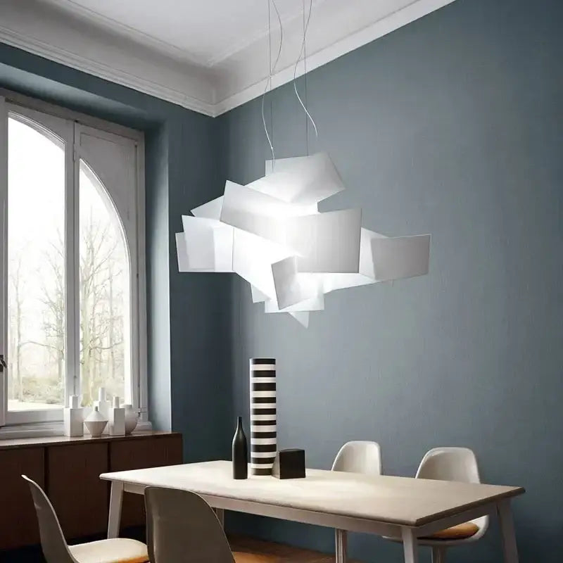 Modern white abstract led pendant lamp – living room geometric light