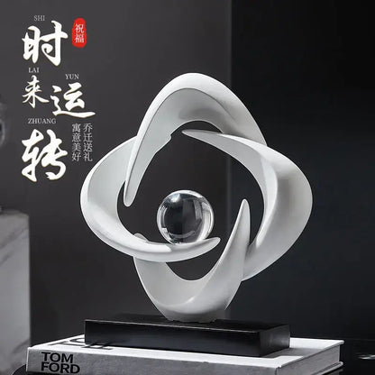 Modern white abstract resin sculpture living room glass sphere decor