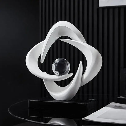Modern white abstract resin sculpture living room glass sphere decor