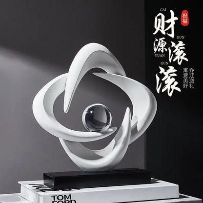 Modern white abstract resin sculpture living room glass sphere decor