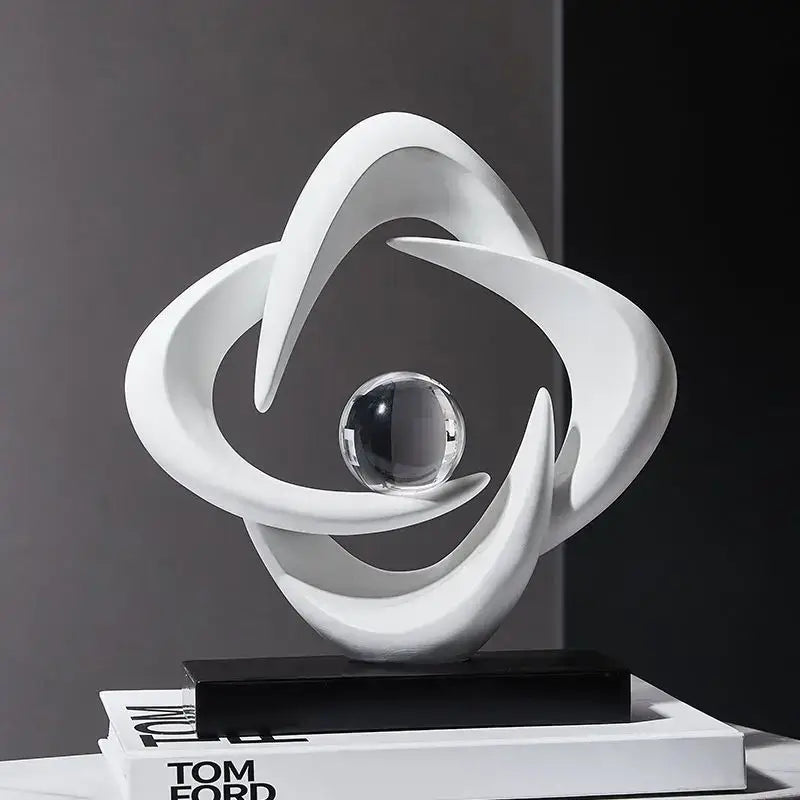 Modern white abstract resin sculpture living room glass sphere decor