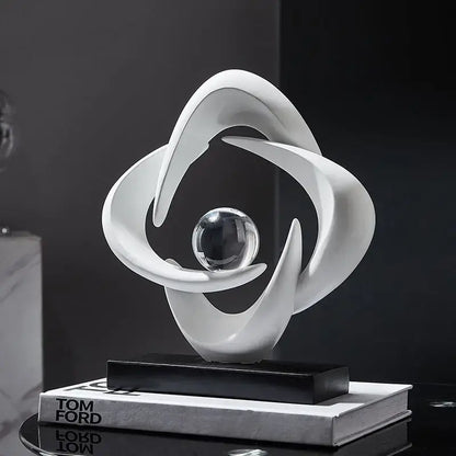 Modern white abstract resin sculpture living room glass sphere decor