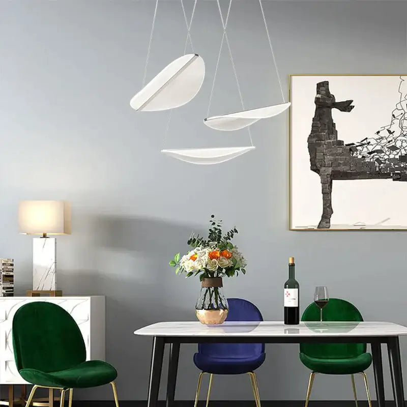 Modern white acrylic leaf pendant lights for dining room