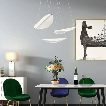 Modern white acrylic leaf pendant lights for dining room