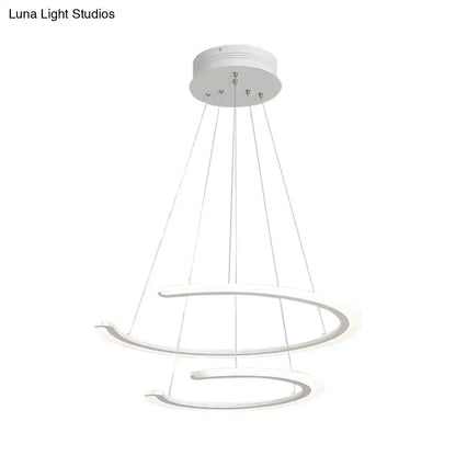 Modern white acrylic led ring dining room chandelier pendant light
