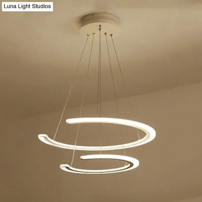 Modern white acrylic led ring dining room chandelier pendant light