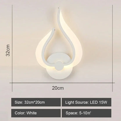 Modern white acrylic led wall sconce light for bedroom corridor