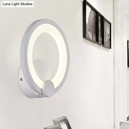 Modern white acrylic sconce light bedroom circular wall lamp