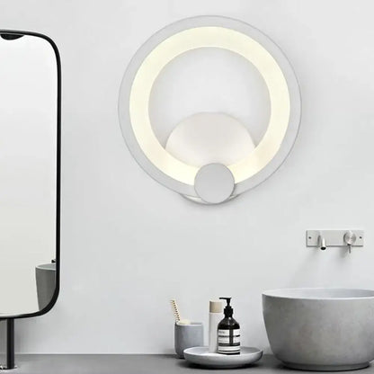 Modern white acrylic sconce light bedroom circular wall lamp