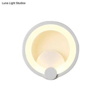 Modern white acrylic sconce light bedroom circular wall lamp