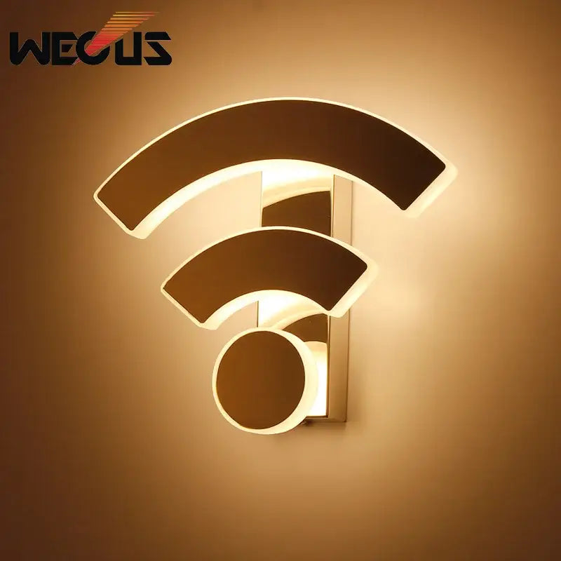 Modern white acrylic wifi wall light for bedroom