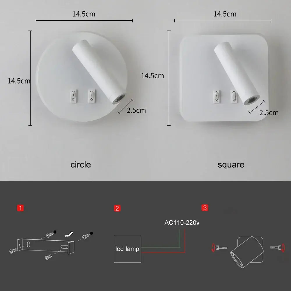 Modern white adjustable 10w wall light sconce – bedroom reading lamp
