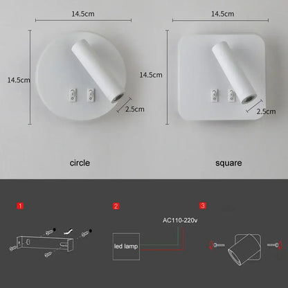 Modern white adjustable 10w wall light sconce – bedroom reading lamp