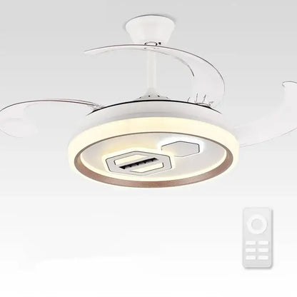 Modern white adjustable blade ceiling fan – living room led light