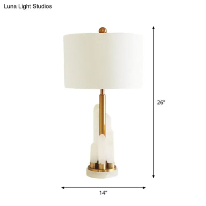 Modern white alabaster drum table lighting – bedroom bedside lamp