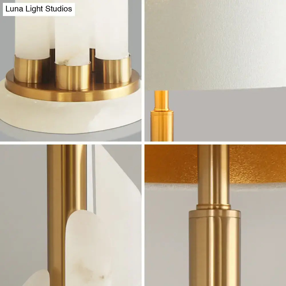 Modern white alabaster drum table lighting – bedroom bedside lamp