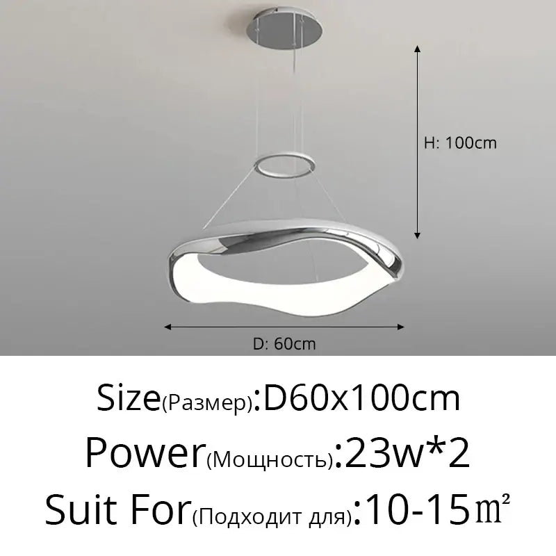 Modern white and black chrome pendant lamp for dining room