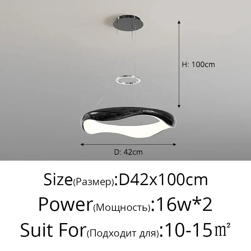 Modern white and black chrome pendant lamp for dining room
