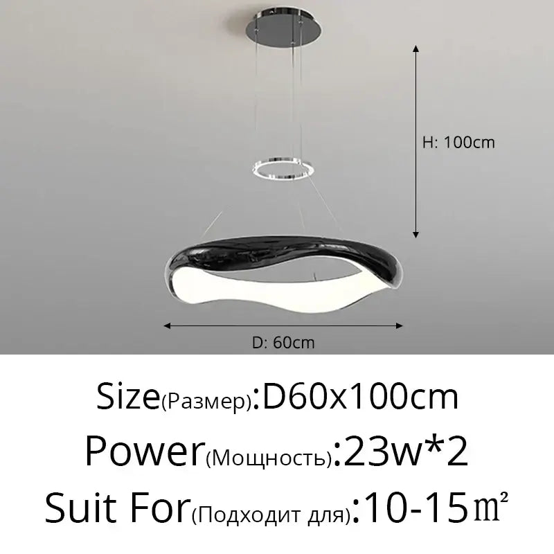 Modern white and black chrome pendant lamp for dining room