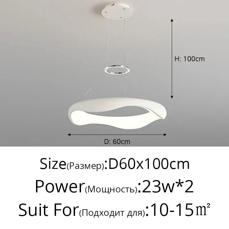 Modern white and black chrome pendant lamp for dining room