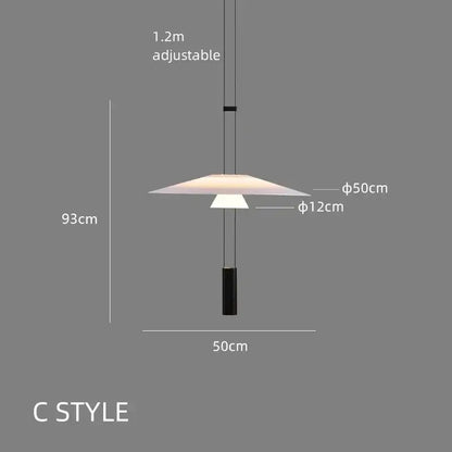Modern white and black circular pendant light dining room tiered design