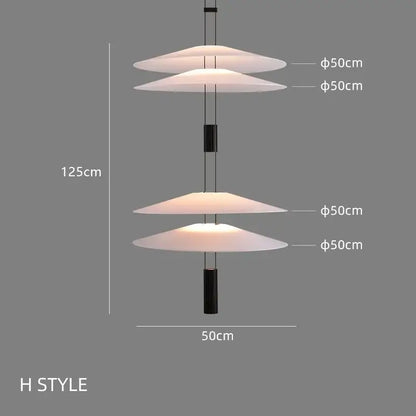 Modern white and black circular pendant light dining room tiered design