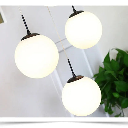 Modern white and black cream glass ball chandelier for staircase