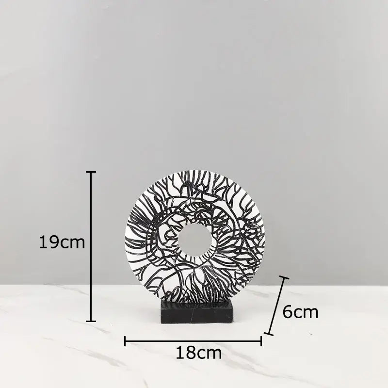 Modern white and black floral circle ornament living room