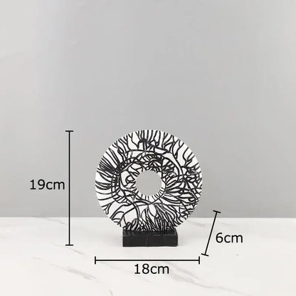 Modern white and black floral circle ornament living room