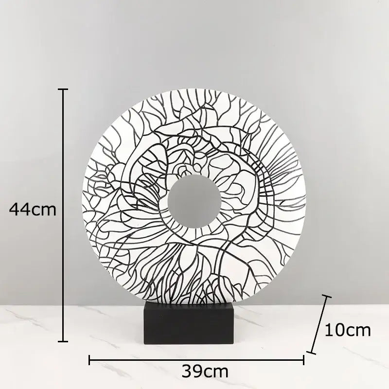 Modern white and black floral circle ornament living room