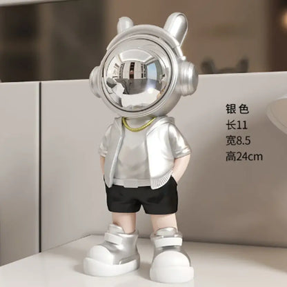 Modern white and blue astronaut resin sculpture living room decor