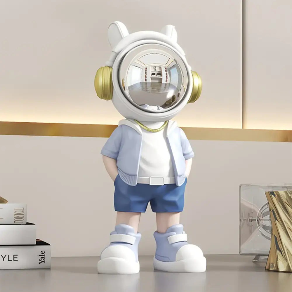 Modern white and blue astronaut resin sculpture living room decor