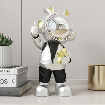 Modern white and blue astronaut resin sculpture living room decor