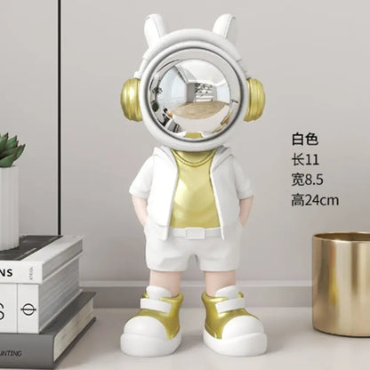 Modern white and blue astronaut resin sculpture living room decor