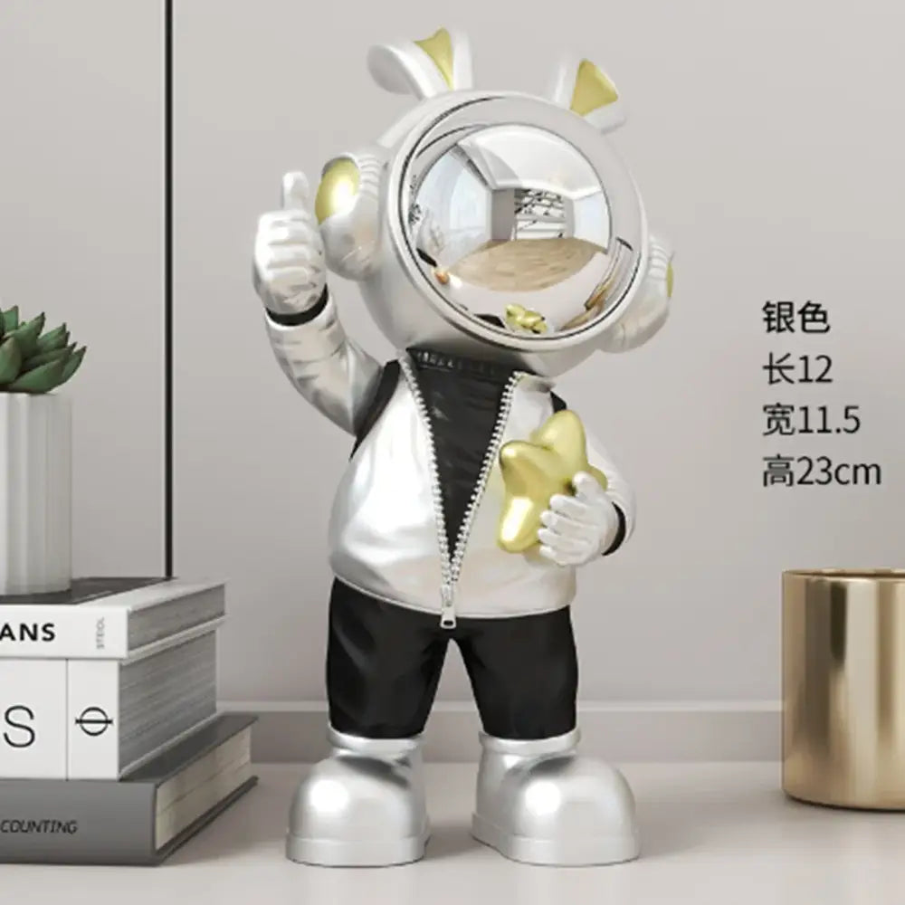 Modern white and blue astronaut resin sculpture living room decor