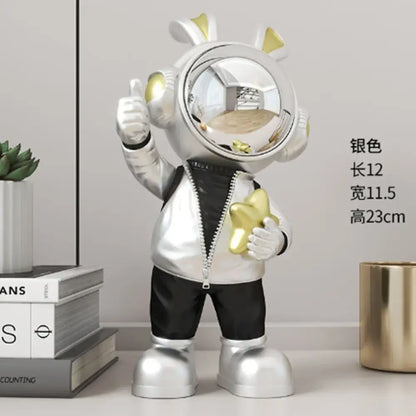 Modern white and blue astronaut resin sculpture living room decor